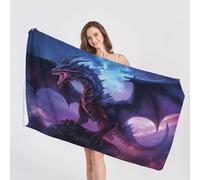 Dragon Beach Towel, Microfibre Towel, Fantasy Animal Beach Towels, Quick Dry & Sand Free & Lightweight & Super Absorbent Towel for Travel, Gym, Bath, Swimming, Beach Blanket, 90 x 180 cm