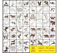 Dragon, Bear, Panda, Fox Paint Stencils - 60Pcs Different Templates for Painting Spraying, Sponge Roller Painting, Crayon Drawing, DIY Craft (7.6 x 7.6cm)