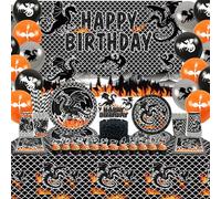 Dragon Birthday Party Decoration ,Including Happy Birthday Party Backdrop, Dinner Plates, Dessert Plates, Cups, Napkins, Tablecloth, Balloons, Straws, for Dragon Theme Party Supplies 20 Guest