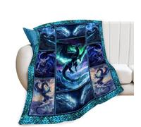 Dragon Blanket, Blue Dragon Throw Blanket, Dragons Gifts Blankets Stuff Fleece Flannel Plush for Men Boys Women Girls Lovers Adults Soft Bedding Gift for Sofa Bed Office Home Decor 40"X50"