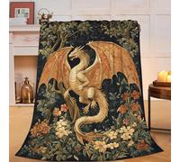 Dragon Blanket Mid Century Dragon Fleece Throw Blanket Fuzzy Plush Super Soft Cozy Warm Dragon Decor Bedding Blanket Gifts for Boys Girls Kids Adult Men Women 60"x80"