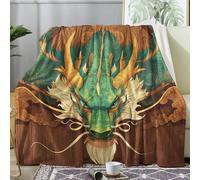 Dragon Blanket Super King Size, Chinese Japanese Fleece Throw Blanket for Bed Sofa Couch, Soft Cozy Flannel, Extra Large 230x270 cm, Decor & Gifts (B31)