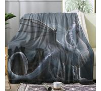Dragon Blanket Super King Size, Fantasy Fleece Throw Blanket for Bed Sofa Couch, Soft Cozy Flannel, Extra Large 230x270 cm, Decor & Gifts (T155)