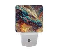 Dragon Blue Gold Night Light Dusk to Dawn Sensor LED Night Dimmable Nightlight Lights Plug into Wall for Bedroom