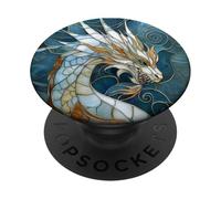 Dragon Blue Stained Water Fantasy Creature PopSockets Adhesive PopGrip