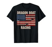 Dragon Boat Racing USA Flag Boats Racer Boating Paddle T-Shirt