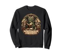 Dragon Book Lover Reading Fantasy Library Graphic Design Sweatshirt