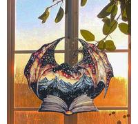 Dragon Book Ornaments, Book Lover Gifts, Acrylic Tree Ornament Gift for Librarian, Dragon Book 2D Acrylic Book Christmas Ornament for Halloween, Christmas, Thanksgiving