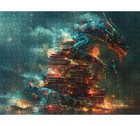 Dragon Book Puzzle - 3000 Piece Jigsaw Puzzles for Adults - The Back Features Printed Letter Guides - The Pieces fit Together Snugly - Wooden Puzzles for Adults - Gifts Family 48.0 X 31.9 Inch s7h-773