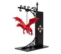 Dragon Bookend, Metal Freestanding Book Support with Suspended Ornament and Scrollwork Bracket for Bookshelf Display Fantasy Shelf Accent Literature Holder Reading Area Accessory Tabletop Mythical
