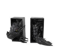 Dragon Bookends, Black Fantasy Book Nook Insert, Gothic Library Decor, Decorative Dragon Shelf Display