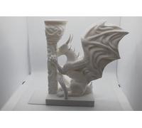 Dragon Bookends by K E Kreations - Fantasy Book Ends for Shelves & Desks, Sturdy Gothic Home & Office Decor, Perfect for Book Lovers, Gamers & Medieval Enthusiasts (White Right Side)