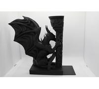 Dragon Bookends - Gothic & Medieval Fantasy Book Ends for Shelves | Unique Home & Office Decor by K E Kreations (Black Left Side)