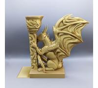 Dragon Bookends - Gothic & Medieval Fantasy Book Ends for Shelves | Unique Home & Office Decor by K E Kreations (Gold Right Side)