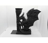 Dragon Bookends - Gothic & Medieval Fantasy Book Ends for Shelves | Unique Home & Office Decor by K E Kreations (Black Right Side)