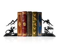Dragon Bookends - Metal Book Ends Decorative for Shelves, Unique Fantasy Book Ends Holder, Cute Novelty Vintage Bookends, Bookshelf Decor Heavy Duty Stopper for Kids and Adults