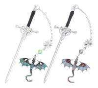 Dragon Bookmark 2pc Alloy Dragon Bookmark, Fantasy Stegosaurus Book Pendant Gothic Metal Dragon Book Marker for Book Lovers Readers