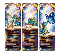 Dragon Bookmark 3PCS - Fantasy Bookmarks for Readers, Transparent PVC Suncatcher Bookmark Set, Gothic Arch Window Design, Bookish Gifts for Fantasy Lovers