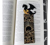 Dragon Bookmark, Black and Gold Dragons with Sun and Clouds Bookmark,Cool Bookmark for Book Lovers,Bookshelf Display Decoration,Vintage Gothic Dragon Book Marker for Boys Girls