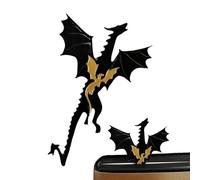 Dragon Bookmark, Black and Gold Dragons with Sun and Clouds Bookmark, Fourth Wing Bookmark Double Sided Cool Bookmark for Book Lovers, Book Accessories for Reading Enthusiastics