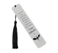 Dragon Bookmark, Elegant Metal Bookmark with Engraved Text, Stainless Steel Book Mark Gift with Tassel & Box for Reading, Dragon Gifts (Silver Black)