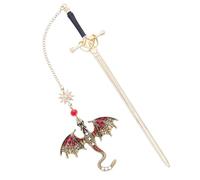 Dragon Bookmark, Fourth Wing Bookmark, Dragon Sword Bookmarks with Vintage Tassel Pendant, Gothic Metal Bookmarks for Book Lovers Students Teachers Dark Red