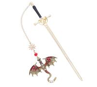 Dragon Bookmark, Fourth Wing Bookmark, Dragon Sword Bookmarks with Vintage Tassel Pendant, Gothic Metal Bookmarks for Book Lovers Students Teachers (Dark Red)