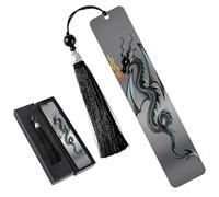 Dragon Bookmark Gift for Men Boys: Cool Book Page Markers, Dragon Metal Book Mark Clips for Reading, Gifts for Kids Men Adults Office School Supplies with Gift Box (Double Printed)