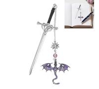 Dragon Bookmark,Gothic Dragon Book Marker,Fourth Wing Bookmark,Boo/kmark with Vintage Tassel Pendant,Vintage Bookm/ark,Fantasy Bookm/ark for Readers, Book Marks for Adults(Purple)