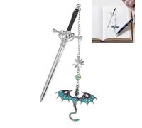 Dragon Bookmark,Gothic Dragon Book Marker,Fourth Wing Bookmark,Boo/kmark with Vintage Tassel Pendant,Vintage Bookm/ark,Fantasy Bookm/ark for Readers, Book Marks for Adults(Sky Blue)