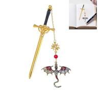 Dragon Bookmark,Gothic Dragon Book Marker,Fourth Wing Bookmark,Bookm/ark with Vintage Tassel Pendant,Vintage Boo/kmark,Fantasy Boo/kmark for Readers, Book Marks for Adults(Red)