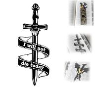 Dragon Bookmark,I Will Not Die Today Sword Bookmark,Black and Gold Dragons with Sun and Clouds,Book Accessories,Cool Bookmarks (B 1pc)