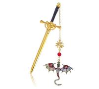 Dragon Bookmark, Metal Sword Book Mark for Boys Grils Page Holder, Gold Sword Bookmark with Vintage Red Dragon Pendant Cool for Readers, Book Lovers Students Funny Gifts