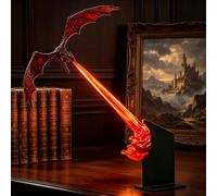 Dragon Bookshelf Nook Light, 3D Printed Fire-Breathing Fantasy Shelf Decor | Flying Dragon Design | Display Stand Flame LED Light | Large & Small Options | Book Lover Gift | Halloween Shelf Display