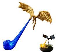 Dragon Bookshelf Nook Light, 3D Printed Fire-Breathing Fantasy Shelf Decor | Flying Dragon Design | Red or Blue Flame | Large & Small Options | Book Lover Gift | Halloween Shelf Display