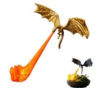 Dragon Bookshelf Nook Light, 3D Printed Fire-Breathing Fantasy Shelf Decor | Flying Dragon Design | Red or Blue Flame | Large & Small Options | Book Lover Gift | Halloween Shelf Display