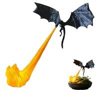 Dragon Bookshelf Nook Light, 3D Printed Fire-Breathing Fantasy Shelf Decor | Flying Dragon Design | Red or Blue Flame | Large & Small Options | Book Lover Gift | Halloween Shelf Display