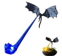Dragon Bookshelf Nook Light, 3D Printed Fire-Breathing Fantasy Shelf Decor | Flying Dragon Design | Red or Blue Flame | Large & Small Options | Book Lover Gift | Halloween Shelf Display