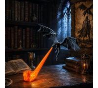 Dragon Bookshelf Nook Light，Black Dragon With Red Flame：L | Fire-Breathing Fantasy Shelf Decor,Flying Dragon Design,Fantasy Flying Design Printed Sculpture, Halloween Shelf Display