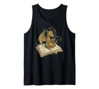 Dragon Bookworm Reading Fantasy Book Graphic Art Tank Top
