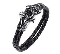 Dragon Bracelet for Men, Dragon Claw Bracelet for Boys, Viking Dragon Bangle Bracelet, Punk Dragon Ouroboros Cuff Bracelet Jewelry, Dragon Head Braided Leather Bracelet, Claw Bead Wristband Bracelet