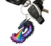 Dragon Breath Keychain - Fantasy Dragon Pendant, Fire Breathing Charm | Creative Dragon Keychain With Detailed Wings And Flame Effect, Unique Gift Accessory For Bag, Backpack, Car Keys, Or Cosplay