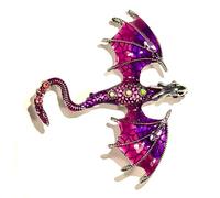 Dragon Brooch Enamel & Rhinestone Flying Wyvern Animal Necklace Badge Pin Art Fashion Decor Jewellery Jewelry Gift + Marvelous Gift Box