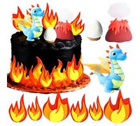 Dragon Cake Decoration Dragon Eggs Cake Decoration Fire Cake Decoration for Baby Shower Birthday Wedding Party Supplies (Yellow)