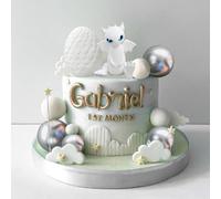 Dragon Cake Topper Dragon Eggs Cake Decor Black Balls Cake Decor for Fantasy Baby Shower Birthday Wedding Party Supplies
