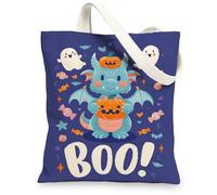 Dragon Canvas Tote Bags Cute Fantasy Creatures Reusable Funny Lightweight Washable Tote Bags with Shoulder Strap, blue, 13x15 Inch
