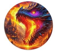 Dragon Castle 1000 Piece Jigsaw Puzzle for Kids And Adults Dragon & Fiery Landscape Colourful Jigsaws Challenge Games Creativity & Gift Giving 1000pcs (67.5x67.5cm)