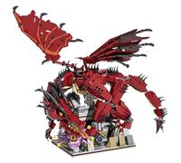 Dragon Castle Building Set - 1856 PCS Medieval Fortress with Epic Red Dinosaur, Fantasy Architecture Model Kit, Creative Construction Toy for Adults, Kids, Collectible Display Gift