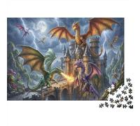 Dragon Castle Siege 1000 Piece Jigsaw Puzzle,Whimsical Challenge,Adults & Kids 14+,Home Wall Decor,Great Gifts,Premium Cardboard,Educational Toy,Stress Relief 70x50cm