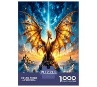 Dragon Castle Sky 1000 Piece Jigsaw Puzzle Set Mythical Power Premium Jigsaw Puzzle Sturdy Cardboard DIY Fun Challenging Family Game Beautiful Decor Adults Kids Beginners 70x50cm